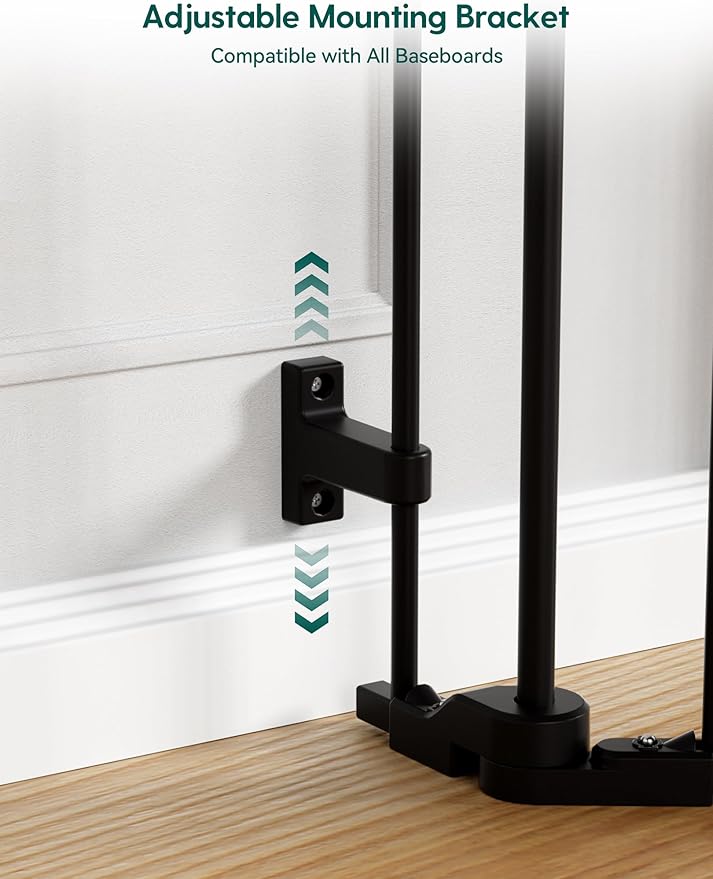 Babelio 104" Extra Wide Baby Gate, 30” Tall Auto Close Dog Fence for Stairs Doorways Fireplace, Hardware Mounted Pet Gate Indoor, Foldable 5 Metal Panels, AdaptiZone Series, Black