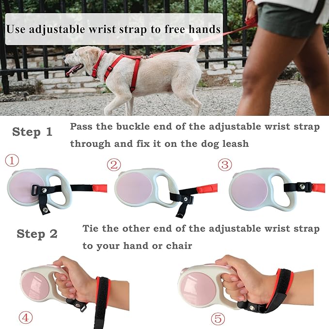 2 Pack Adjustable Wrist Strap for Dog Leash, Dog Leash Wrist Safety Strap for Hands Free, Soft Comfortable Diving Fabric, Red Color