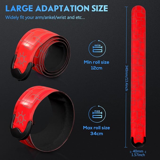 Simket LED Armband Rechargeable for Running(2 Pack), Running Lights for Runners, Running Lights, High Visibility Reflective Running Gear Adjustable Light Up Arm Bands for Men Women Kids