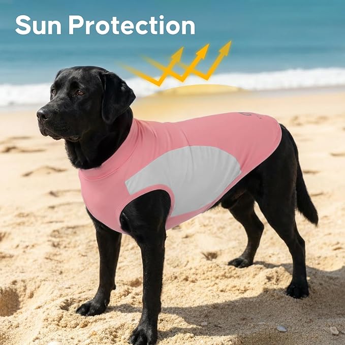 KYEESE 2Pack Dog Cooling Shirt, Breathable Dog Shirt for Medium Large Dogs Girl, Sun Protection Reflective Pet Vest, Lightweight Soft Tank Top Sleeveless Summer Dogs Clothes, Pink, 2XL
