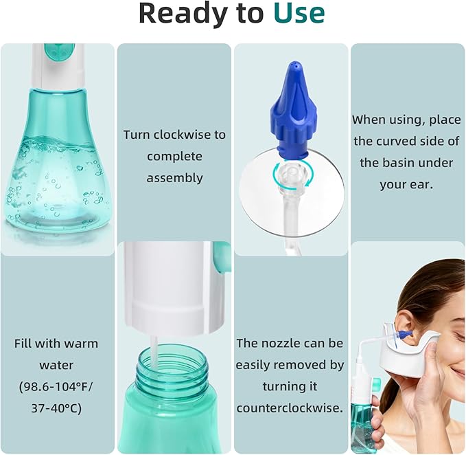 QISXROVY Ear Wax Removal Tool, Ear Cleaning Kit, Safe Ear Irrigation Flushing System for Adults & Kids, Large (50pcs accs), Green