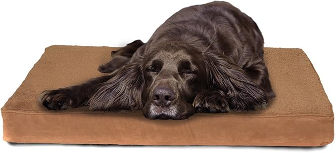 Furhaven Cooling Gel Dog Bed for Large/Medium Dogs w/ Removable Washable Cover, For Dogs Up to 55 lbs - Terry & Suede Mattress - Espresso, Large