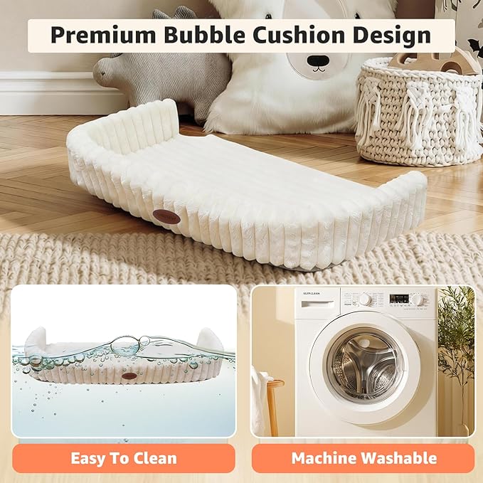 Woochpet Cordless Cat Window Perch, Large Size Hammock with 4 Strong Suction Cups, Cat Hammock for Window with Two Fabrics Cover, Foldable Bed for Cats, White