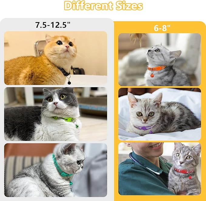 Taglory Kitten Collar Breakaway with Bell, Reflective Soft Cat Collar for Small Kittens, Adjustable 6-8 Inch High Visibility Night Strip, Lightweight for 2-6 Months Baby Cats, 2 Pack, Purple