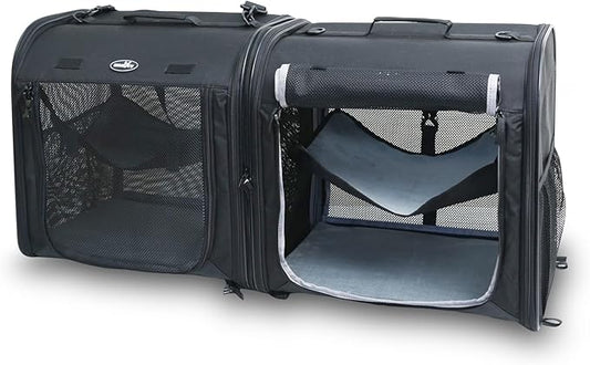2-in-1 Cat Carrier for 2 Cats, Foldable Double Cat Carrier,Two Pets Carrier for Outdoor Travel with Secure Zipper Locks