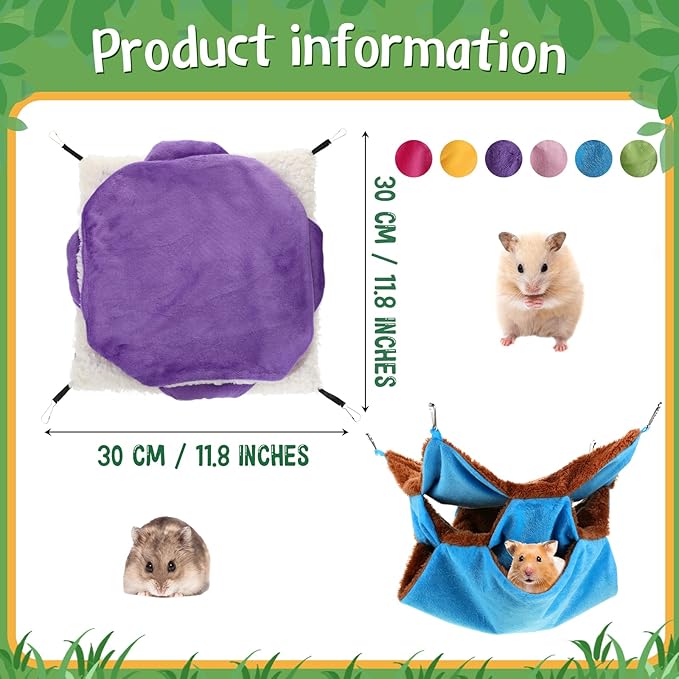 Jerify 6 Pcs 3 Layers Rat Hammock Set Small Animals Hammock Guinea Pig Ferret Hanging Hammocks Hamster Pet Cage Accessories for Chinchilla Sleeping and Playing(Macaron Color)
