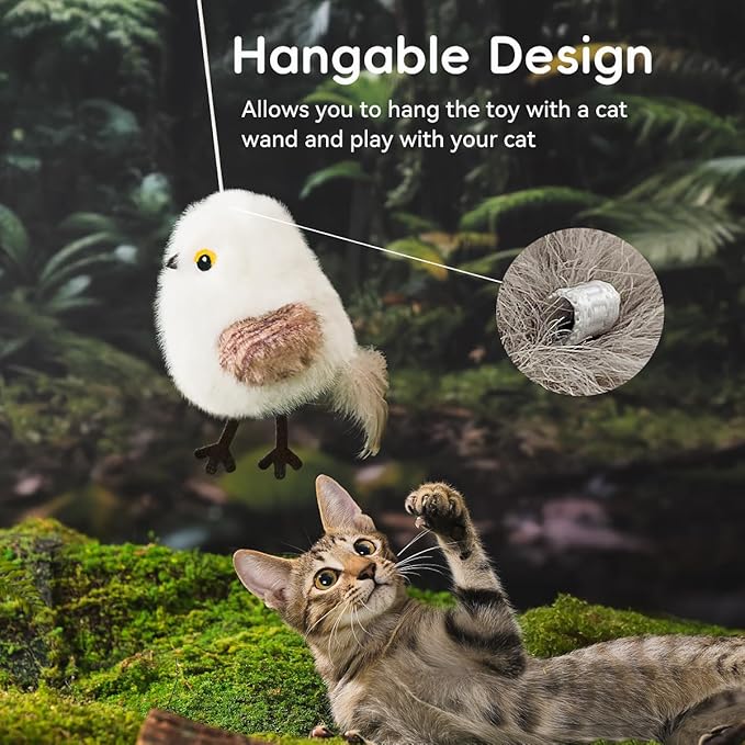 FUNNYDUCK Interactive Cat Toys for Indoor Cats, Flapping Bird Cat Toy with Chirping Sound, Touch Activated Flying Bird Cat Toy, Rechargeable Interactive Flappy Bird Cat Toys for Bored Indoor Cats