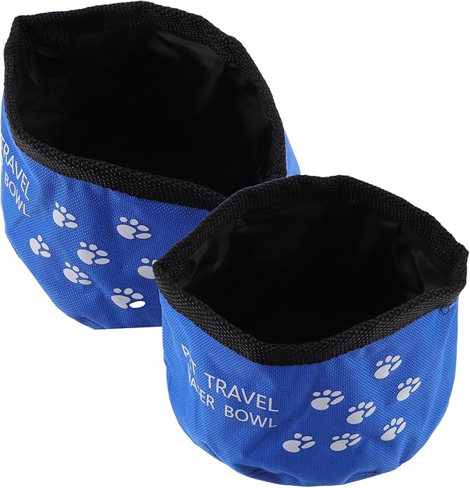 POPETPOP Foldable Dog Bowl Food Grade Waterproof Portable Travel Bowl for Pet Food and Water Feeding with Carabiner Clip Lightweight 5.9X2X3.5 Inch