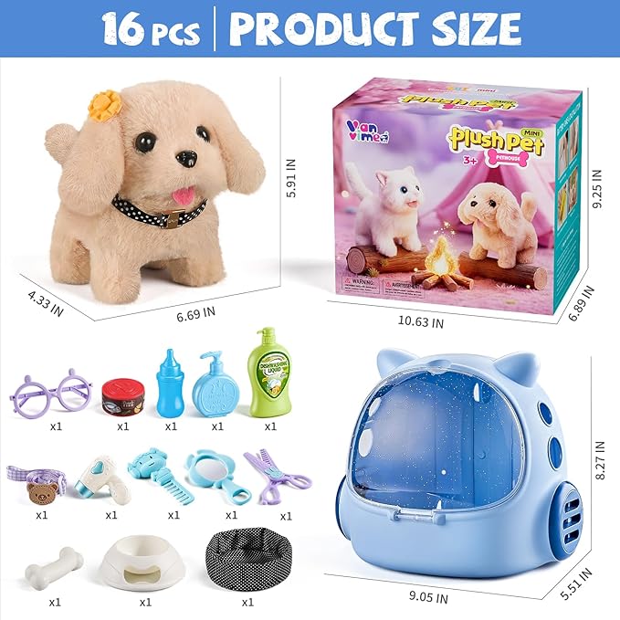 Vanvimen 16 Pcs Robot Dog Toys for Boys, Toys for 3 4 5 6 7 8 Year Old Boys Kids, Realistic Robot Puppy Toy for 5-7 6-8, Ideas Birthday Gifts for Boy 3 4 5 6 Year Old