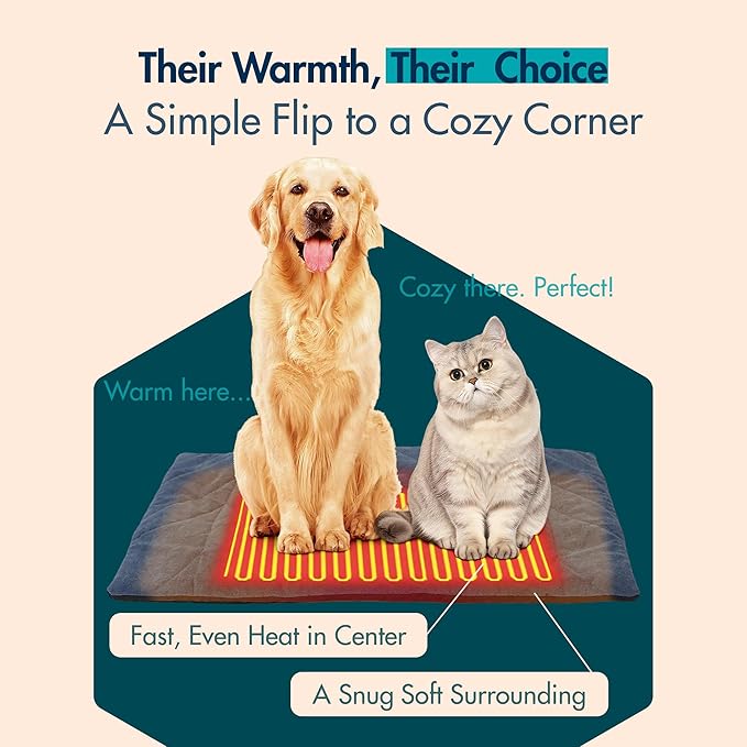 Vagascape Dog Bed, Waterproof Pet Bed with Washable Removable Cover, Comfort Cat Dog Pad for All Seasons, Heating Navy Blue Rectangle Cat Mat with Nonskid Bottom(31"x20")