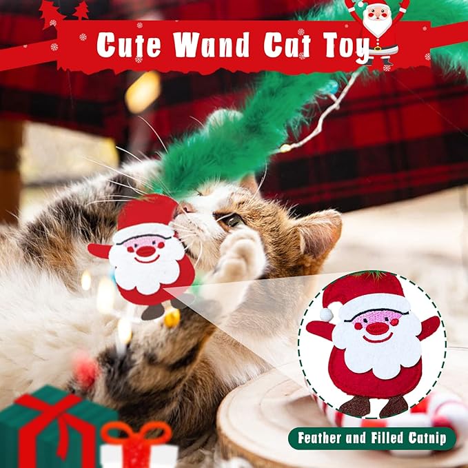 Cat Christmas Stocking, 10 Pack Christmas Cat Toys for Indoor Cats, Includes Catnip Toys, Balls and Feather Toys, Great Value