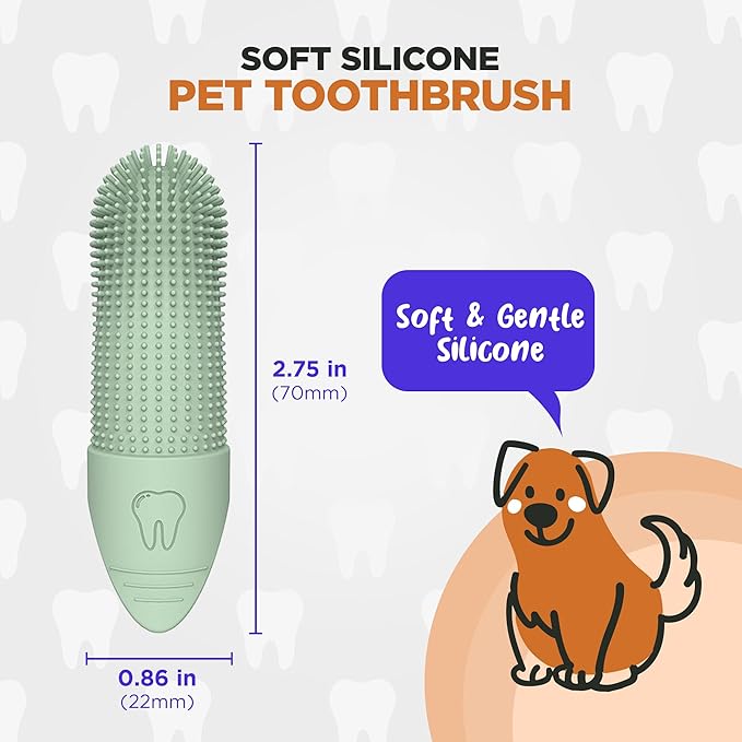 Jack & Milo 2-Pack Soft Silicone Pet Toothbrush – Gentle Finger Toothbrush for Small Dogs, Puppies & Cats – Safe Oral Care for Baby Pets – Promotes Healthy Teeth & Gums – Orange & Green