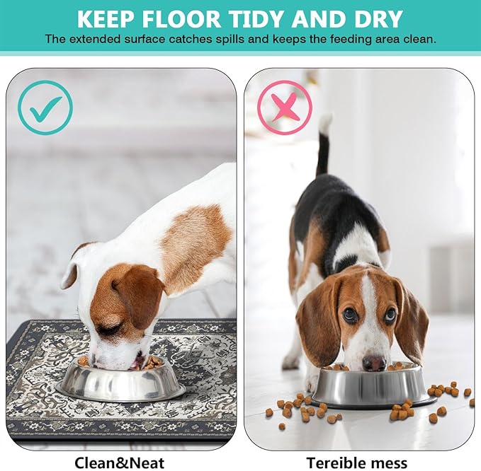 Pet Feeding Mat for Floors Waterproof Dog Mat for Food and Water Absorbent Quick Dry Non Slip mat for Cat Bowls