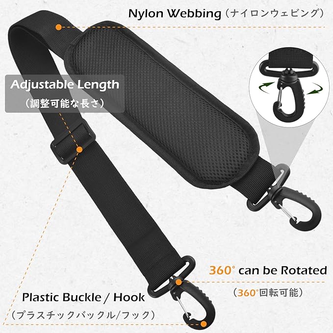TRIWONDER Bag Shoulder Strap Replacement Adjustable Strap with Padded Metal Hooks for Crossbody Bags Messenger Bags Laptops