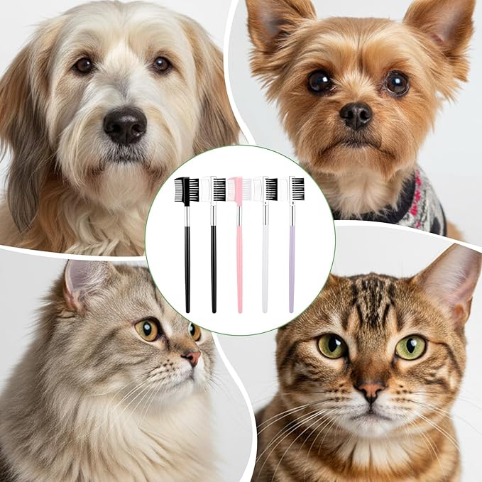 5 Pcs Dog Eye Comb for Gunk Small Dog, Double-Ended Dog Tear Stain Comb, Dog Face Comb for Small Dogs Grooming and False Eyelashes Separation