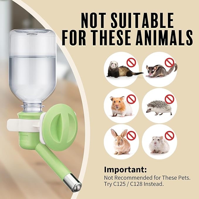 Choco Nose No-Drip Water Bottle for Small Dogs & Cats (10–25 lb) - Leak-Proof Patented 16mm Nozzle Helps Prevent Mess & Spills, BPA Free, Easy to Install Cage & Crate Mount Feeder, 10.2 fl oz (C590)