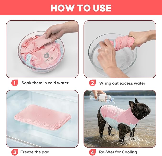 KYEESE Dog Cooling Vest, Breathable Dog T Shirt for Medium Large Dogs Girl, Soft Sun Protection Reflective Tank Top with Cooling Insert Pad, Lightweight Sleeveless Summer Dogs Clothes, Pink, 2XL