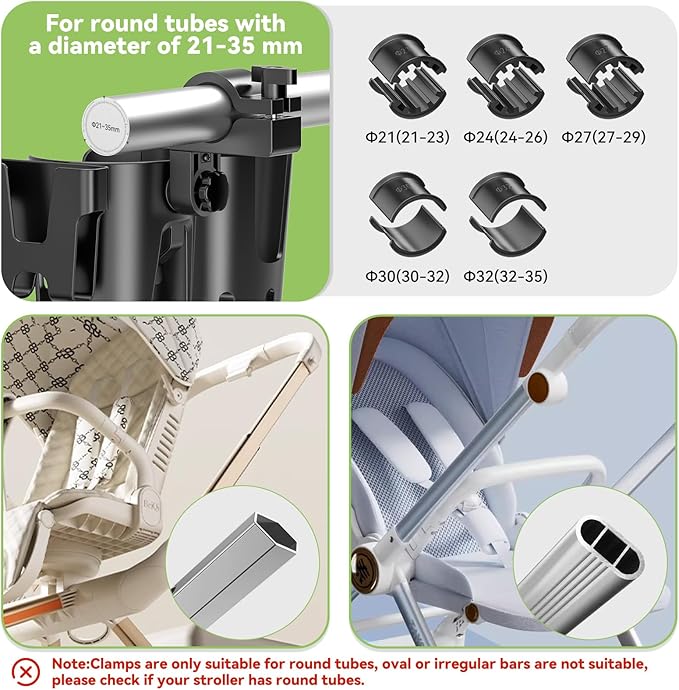 KDD Stroller Cup Holder with Phone Holder, 3-in-1 Removable Bottle Holder, 360 Degrees Rotation Drink Holder for Wheelchair, Stroller, Bike, Walker, Scooter, Bicycle, Uppababy, Bugaboo, Britax