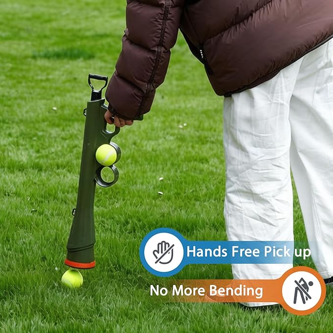 Dog Ball Launcher for Pet, Dog Ball Thrower Launcher with 2 Tennis Balls & Shoulder Strap, 23.4" Long-Range Ball Launcher Toy for All Dog Breeds, Green