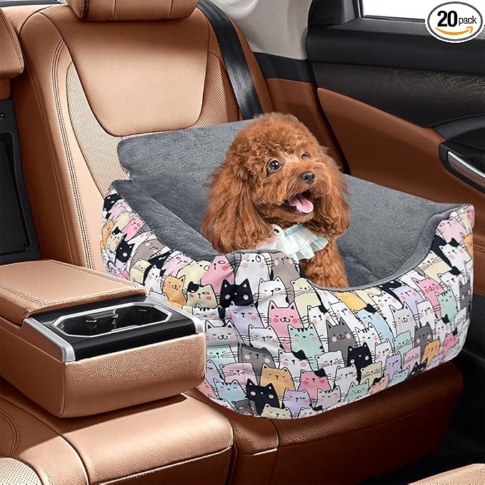 Dog Car Seats for Funny Fuzzy Pet Dogs Booster Car Seat Puppy Under 32 Lbs with Soft Plush Cushion&Washable Removable Cover