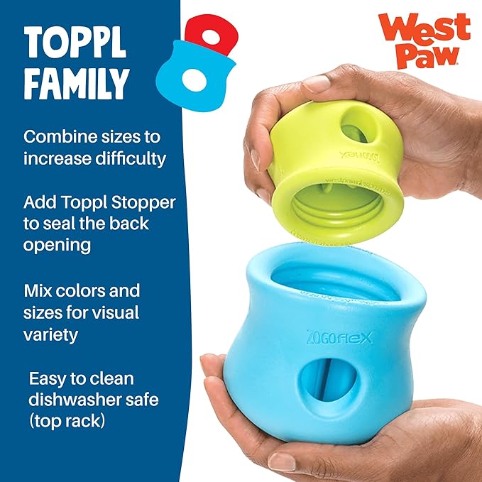 WEST PAW Zogoflex Toppl Interactive Treat Dispensing Puzzle Dog Toy for Mental Stimulation & Enrichment-Holds Kibble & Treats-Lickable, Freezable & Dishwasher Safe-Made in USA-Small-Cardinal Red