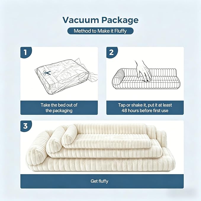 Orthopedic Dog Bed for Large Dogs with Washable Dog Bed Cover, Oeko‑TEX Certified Memory Foam Dogs Bed with Sides L-Shaped, Removable Cover, Dog Couch Bed Non-Slip, XL Dog Bed 39.4"×29.5", White