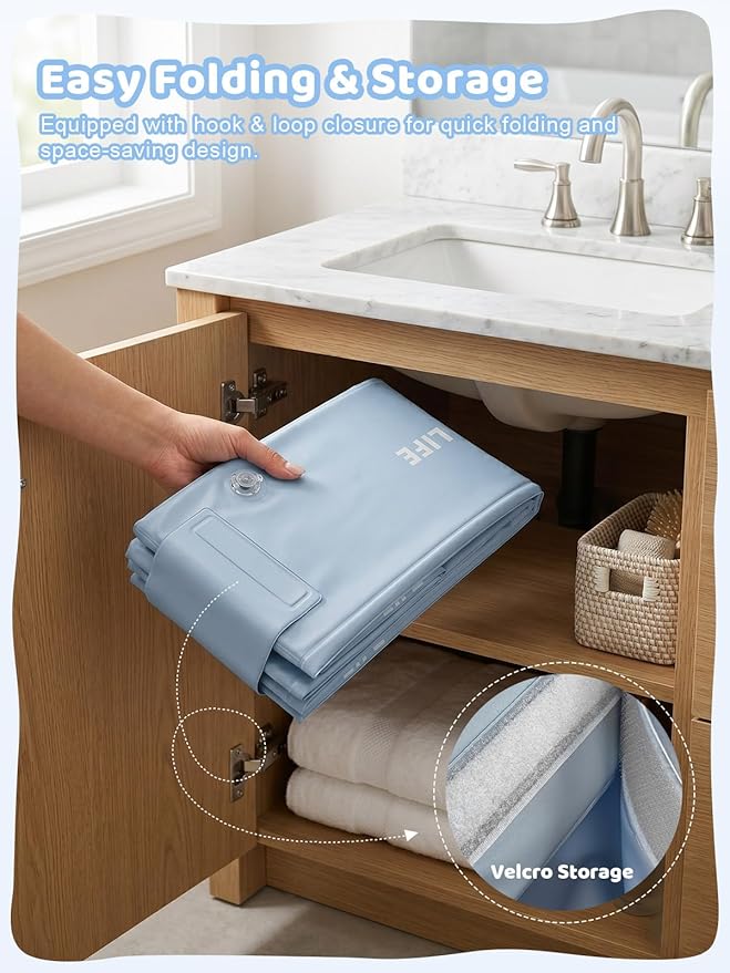 Collapsible Pet Bathtub with Side Drain Plug,Easy Hanging, Foldable Portable Tub for Dogs Bath, Non-Slip Rigid Waterproof Dog Bath Tub for Home, for Small Dogs, Medium Dogs & Cats (Blue)