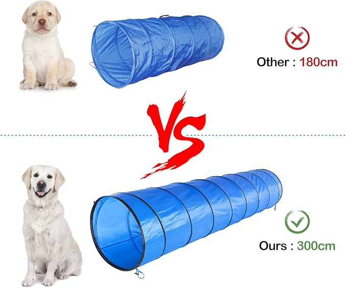 Dog Agility Course Backyard Set - Agility Training Equipment for Dogs Starter Kit-Pet Outdoor Games with Tunnel, Weave Poles, Adjustable Hurdle, Jump Ring, Pause Box, Toys and Carrying Bag
