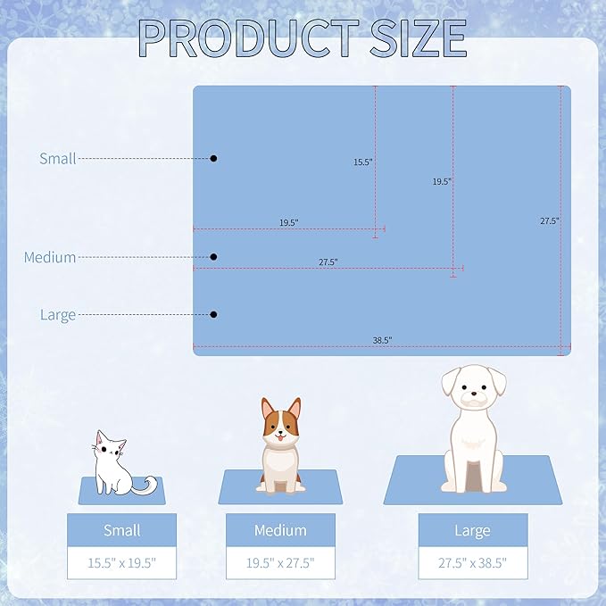 NACOCO Pet Cooling Mat Cat Dog Cushion Pad Summer Cool Down Comfortable Soft for Pets and Adults (L, Blue)