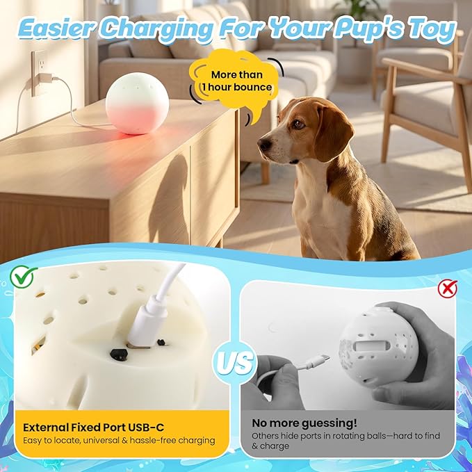 Interactive Dog Toys Octopus - Moving Dog Toys to Keep Them Busy, Rechargeable Automatic Music Bouncing Ball with 4 Play Modes, Squeaky Crinkle Plush Chew Toy for Small Medium Large Dogs