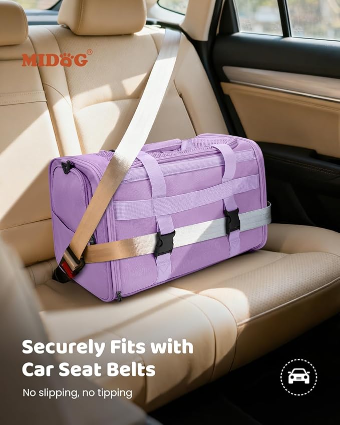 MIDOG Cat Carrier Soft for Small to Medium-Sized Cats,Up to 15 Lbs, TSA Airline Approved Soft Sided Pet Carrier,Collapsible Travel Cat Carry Bag(Grey)