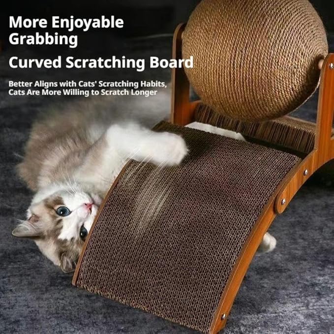 Interactive Cat Scratcher, Cat Scratching Post Design with Arch Bridge Balls-Stylish CatScratching Board, Natural Sisal Scratcher Ball, Fun and Engaging Scratching Post for Exercise