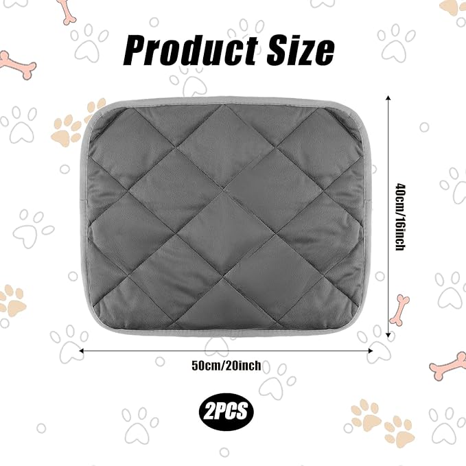 Lasuroa 2pcs Self Heating Cat Mat, 16x20 Inch Pet Pad, Heat Reflective Soft Layer Warming Cat Bed Mat, Non Skid Thermal Pads for Puppy, Rabbit in Winter (Gray)