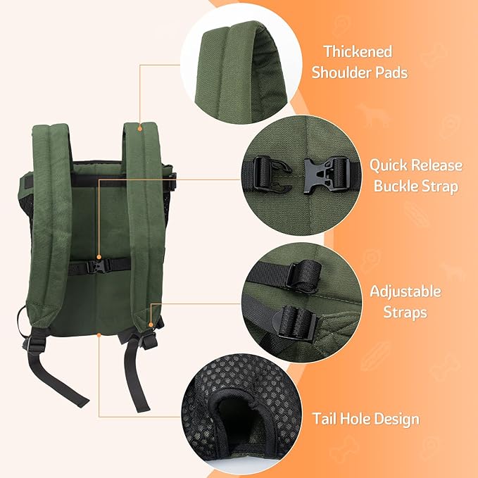 Dog Backpack Carrier Small Dog Backpack, Pet Dog Front Backpack Legs Out Dog Chest Carrier for Small Dogs, Cat Backpack Carrier Dogs Travel Back Pack Hands-Free Hiking Bike Motorcycle (Size:11–19 lbs)