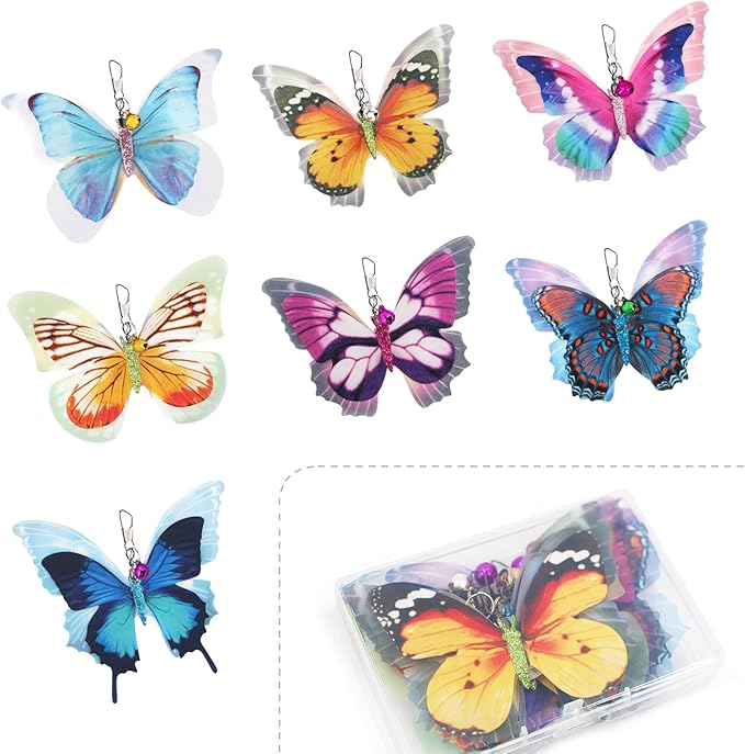 SONGWAY Cat Butterfly Toy Replacement - 7 Pieces Butterfly Cat Toys Accessories,Teaser Wand Attachments, Interactive Cat Toys for Indoor Cats Kittens