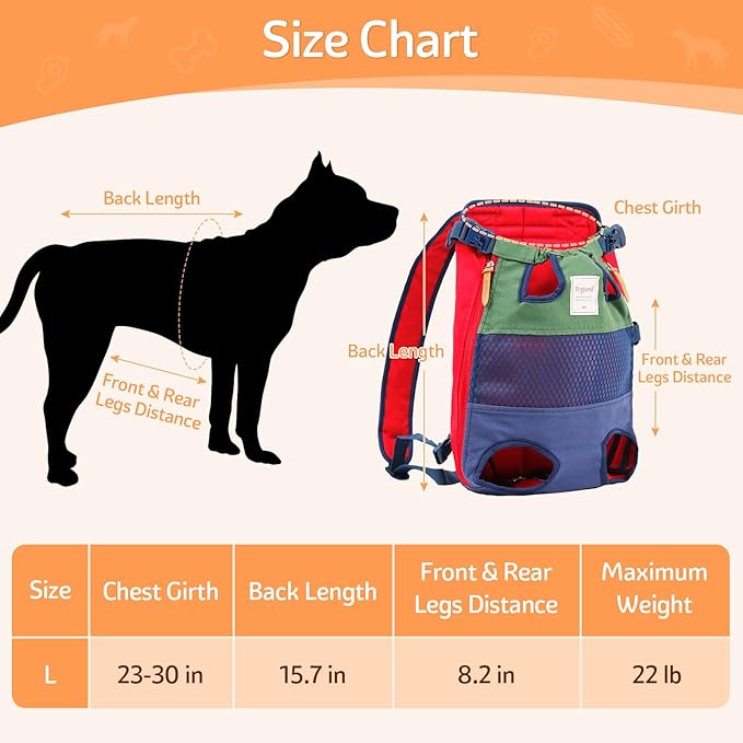 Dog Backpack Carrier Small Dog Backpack, Pet Dog Front Backpack Legs Out Chest Carrier for Small Dogs, Cat Backpack Carrier Dogs Travel Back Pack Hands-Free Hiking Bike Motorcycle (Size:11–19 lbs)
