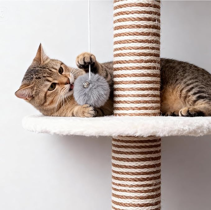 16 Pack Interactive Cats Toys Replacement Balls for Cat Trees Tower Kitly Dangling Toys with Bell Rope KittenScratching Post Tree Tower Replacement Ball Plaything Add Ons for Indoor Kitten