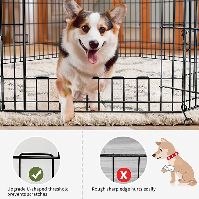 PETIME Foldable Metal Dog Exercise Pen/Pet Puppy Playpen Kennels Yard Fence Indoor/Outdoor 8 Panel 24" W x 30" H with Bottom Pad (with Bottom pad, 8 Panels 30" H)