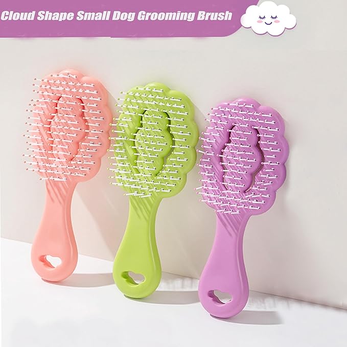 Small Dog Grooming Brush,Cloud Shape Puppy Brush Detangling Dog Hair Brushes for Wet or Dry - Perfect for Shih Tzus, Yorkies, Maltipoos - Ideal Puppy Hair Brushes for Maltese and Small Breeds (Purple)