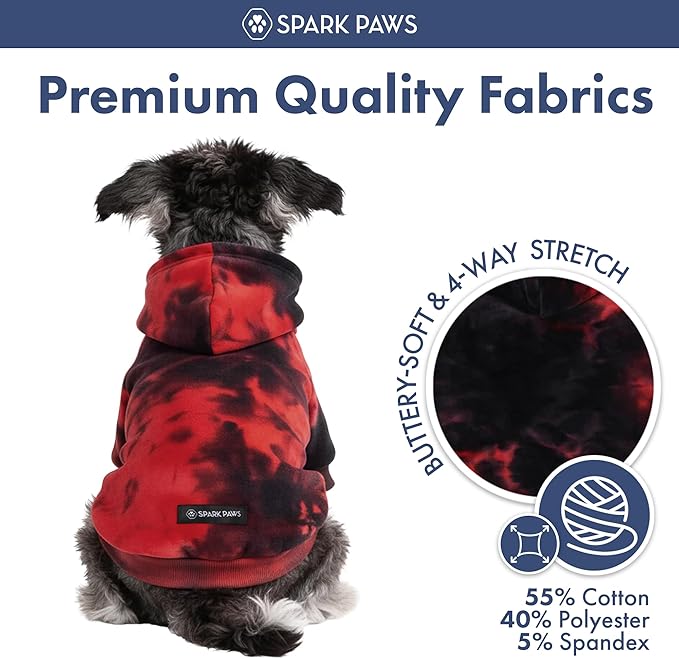 Spark Paws Dog Hoodie – Premium Dog Sweater for Small, Medium, and Large Dogs | Warm Outfits for French Bulldogs, Pitbull, Puppy, Winter Jacket Alternative - Red & Black - 2XL
