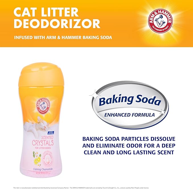 Arm & Hammer Cat Litter Deodorizing Crystals with Baking Soda Calming Litter Box Odor Eliminator Dissolving Crystals for Litter Odor Control Chamomile Scent 15 OZ Single Routine Litter Freshener