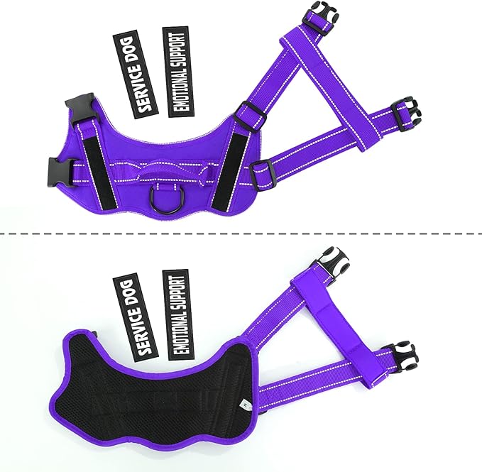 voopet Service Dog Harness, Emotional Support Pet Vest Harness, Reflective Breathable and Adjustable No-Pull ESA Dog Harness for Small Medium Large Dogs (with 4 PCS Removeable Tags)X-Large (Pack of 1)