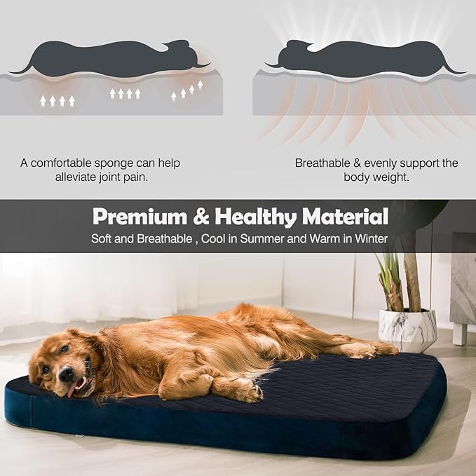 Dog Bed for Extra Large Dogs, Orthopedic Foam Jumbo XL Dog Bed Mattress, 47 Inches Joint Relief Pet Sleeping Bed, Non Slip Bottom with Removable Washable Cover, Dark Grey
