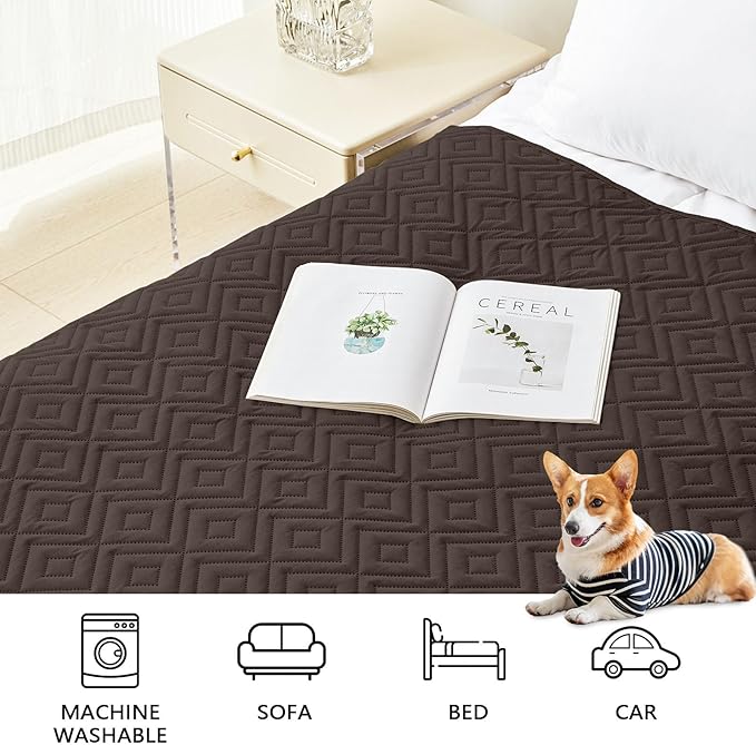 hyha Waterproof Dog Blanket, Soft Dog Bed Cover Pet Blankets, Waterproof Sofa Couch Cover for Dogs Washable, Reversible Pet Couch Covers for Sofa Furniture (30x70 Inch, Chocolate/Beige)