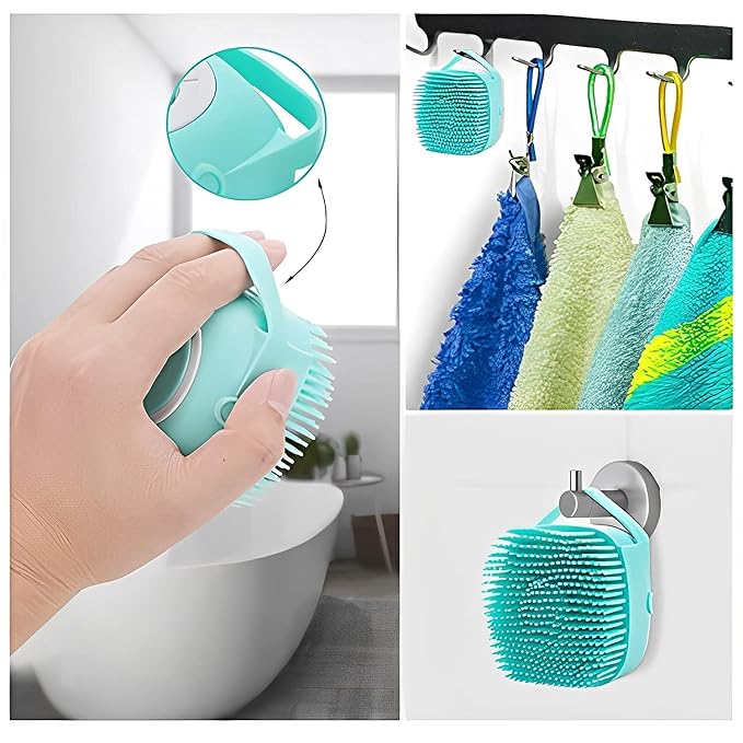 Dog Cat Bath Shampoo Brush Bubble for Bathing Dogs Dog Soap Brush with Soap Dispenser Dog Shower Silicone with Loop Handle for Pets Dogs Cats Doggie