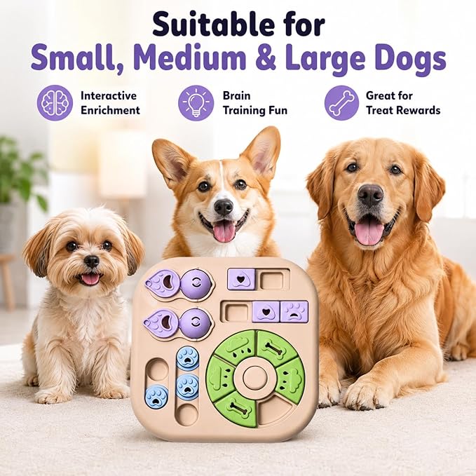 Tee Shirt Galaxy Interactive Dog Treat Puzzle Toys Durable, Dog Puzzle Toy IQ Training Slow Feeder for Large Medium Small Dogs, Squeak Enrichment & Mental Stimulation,Khaki