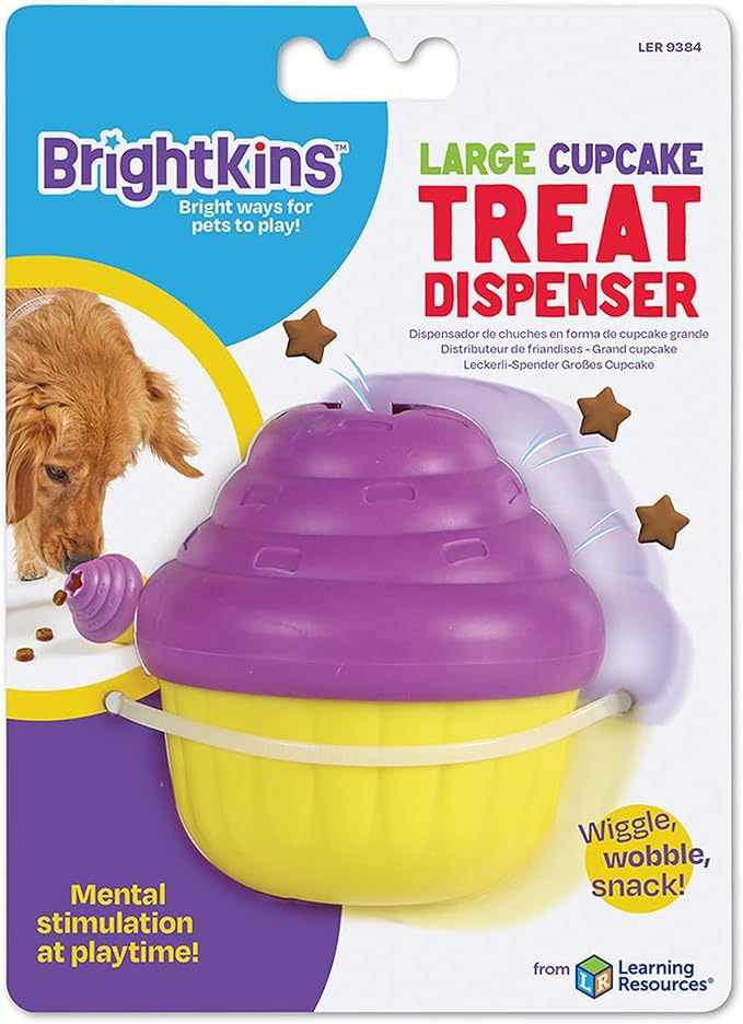 Brightkins Large Cupcake Treat Dispenser - Interactive Dog Toys, Dog Treat Dispenser Toy, Puzzle Balls for Dogs, Puppy Enrichment Toy, Food Dispensing Slow Feeder, Stimulating Pet Toys for Puppies