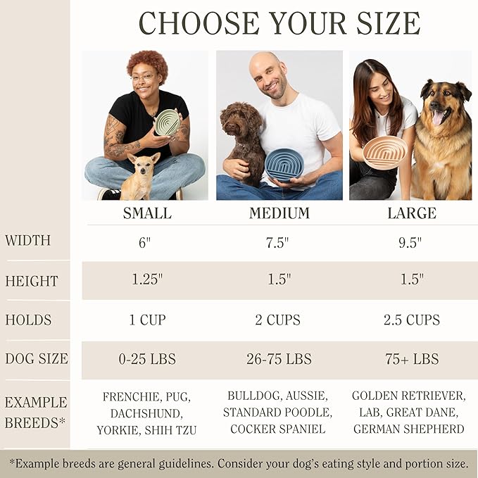 Should We Go? Slow Feeder for Dogs, The Slowdown Bowl Silicone Slow Eating Mealtime Solution with Modern Lick Mat Design, Reduces Gulping, Fits 1 Cup, 6” Across x 1.25” Tall, Small-Tan
