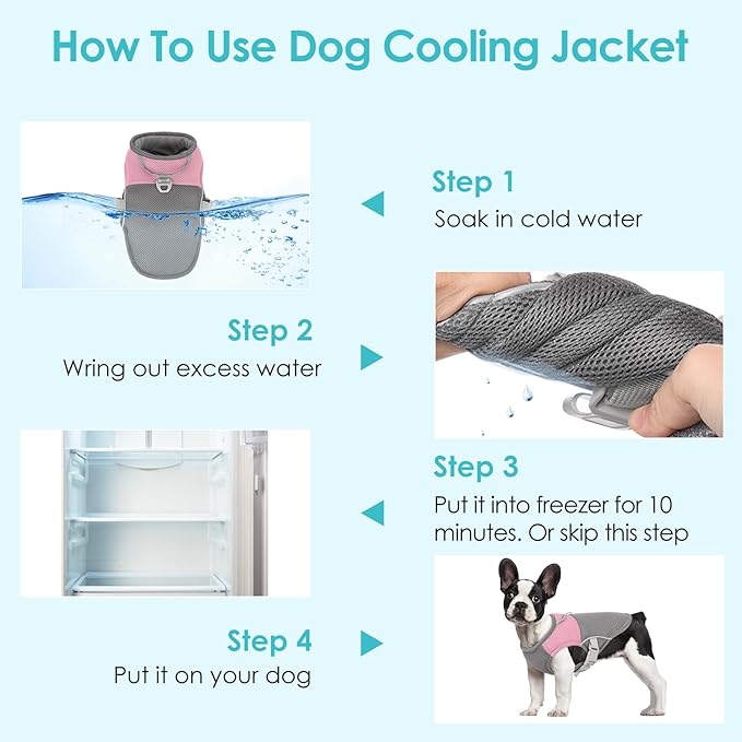AOFITEE Dog Cooling Vest Large, Cooling Jacket for Dogs, Breathable Cooler Dog Shirt with Harness D-Ring, Lightweight Dogs Cooler Jackets Pet Ice Vest for Summer Hot Weather, Pink XL