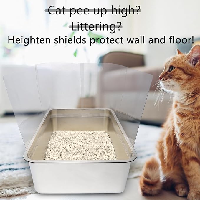 YOILES 9PCS Cat Litter Box Pee Shields,Transparent Easy Clean Splash Guard for Open Top Litter Pan 14.5×11.5in- Litter Box Not Included (9, Clear)